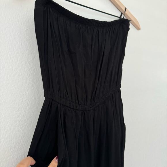 Forever 21 Womens Black Strapless Jumpsuit Stretch Romper Pockets Size Small - Picture 3 of 10